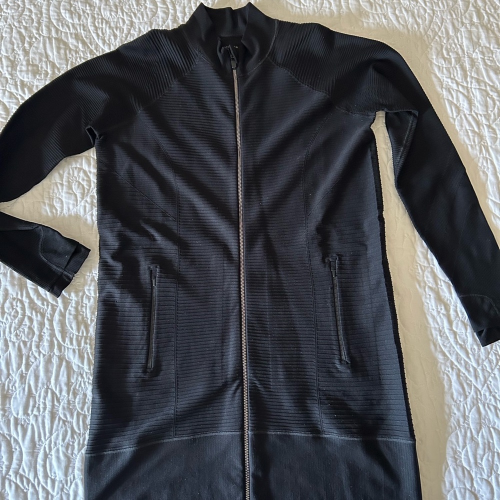 Athleta Black Lightweight Shirt Jacket with Stand-Up Collar